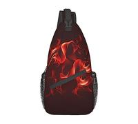 Oudrspo Borsa a tracolla da viaggio con fiamma rossa, zaino a tracolla, per uomo e donna, spalla sinistra e destra regolabile, zaino casual da trekking