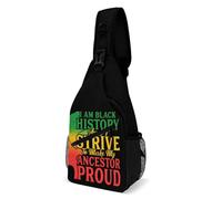 Oudrspo Borsa a tracolla I Am Black History Proud per uomo e donna, borsa a tracolla di grande capacità per ciclismo e corsa.