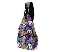 Oudrspo Borsa a tracolla Panda Be Happy per uomo e donna, grande capacità, borsa a tracolla per ciclismo e corsa