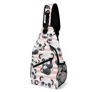 Oudrspo Borsa a tracolla Panda Be Happy per uomo e donna, grande capacità, borsa a tracolla per ciclismo e corsa