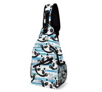 Oudrspo Borsa a tracolla Panda Be Happy per uomo e donna, grande capacità, borsa a tracolla per ciclismo e corsa