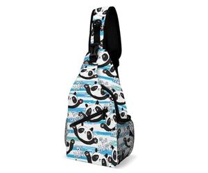 Oudrspo Borsa a tracolla Panda Be Happy per uomo e donna, grande capacità, borsa a tracolla per ciclismo e corsa