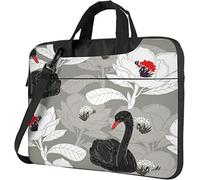 Oudrspo Borsa a tracolla per laptop Black Swan and Flower Messenger Custodia protettiva per laptop