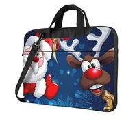 Oudrspo Borsa a tracolla per laptop con stampa alce di Babbo Natale e cervo Borsa da lavoro per computer da donna per ufficio