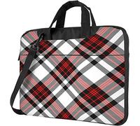 Oudrspo Borsa a tracolla per laptop Tartan Plaid Stripes Red Computer Laptop Carrying Bag Case Sleeve