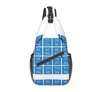 Oudrspo Borsa a tracolla per tavola periodica chimica, zaino a tracolla da viaggio, per uomo e donna, spallacci destro e sinistro regolabili, zaino casual da trekking