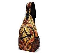 Oudrspo Borsa a tracolla versatile e capiente con motivo totem dorato, perfetta per le attività all'aperto.