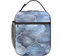 Oudrspo Borsa per il pranzo con geometria grigia Borsa per il pranzo isolata riutilizzabile Borsa per il pranzo da uomo adatta per la scuola dell'ufficio del campeggio