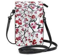 Oudrspo Borsa per telefono a tracolla Plum Blossom Piccola mini borsa a tracolla Custodia per cellulare Portafoglio in pelle Miglior regalo per San Valentino, Anniversario, Compleanni