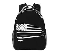 Oudrspo Borsa per zaino casual alla moda militare con bandiera americana in difficoltà per le donne Zaini per laptop personalizzati con tasche multiple Zaino per computer per lavoro Viaggi d'affari