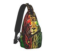 Oudrspo Borsa pettorale per uomo donna Cool Reggae Rasta Flag Lion Sling zaino a spalla borsa a tracolla di grande capacità con tracolla regolabile, taglia unica