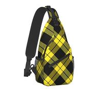 Oudrspo Borsa pettorale per uomo donna Zaino diagonale in tartan scozzese scozzese giallo a tracolla Borsa a tracolla di grande capacità con tracolla regolabile