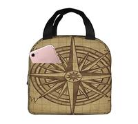 Oudrspo Borsa Termica per Il Pranzo Bussola Vintage Scatola per Il Pranzo Riutilizzabile Borsa per il Pranzo per Adulti e Bambini, Borse per Il Pranzo a Tenuta Stagna per Lavoro Ufficio Viaggi Scuol