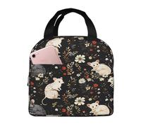 Oudrspo Borsa termica per il pranzo con stampa di un simpatico topo, ideale per uomo e donna, dimensioni 8,5 x 5 x 8 pollici.
