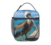 Oudrspo Borsa termica per il pranzo per uomo e donna, con motivo pellicano, ideale per lavoro, picnic e viaggi.