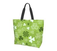 Oudrspo Borsa tote per il giorno di San Patrizio Borsa a tracolla grande per la spesa Shamrock verde Borsa per la spesa grande Borsa a tracolla riutilizzabile leggera