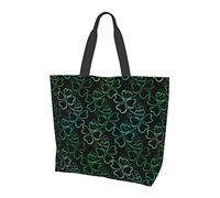Oudrspo Borsa tote per il giorno di San Patrizio Borsa a tracolla grande per la spesa Shamrock verde Borsa per la spesa grande Borsa a tracolla riutilizzabile leggera