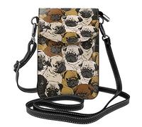 Oudrspo Borse a tracolla per donne Ragazze Cute Pug Dogs Piccola borsa a tracolla Borsa per cellulare Borse a tracolla Portafoglio da viaggio con Adj