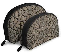 Oudrspo Borse cosmetiche da viaggio da donna Cracked Earth Impermeabile 2PC Pochette da trucco Pochette per cosmetici e articoli da toeletta Borsa da toilette portatile da viaggio Ragazze
