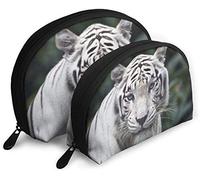 Oudrspo Borse cosmetiche da viaggio da donna White Tiger Impermeabile 2PC Pochette per trucco Pochette per cosmetici e articoli da toeletta Borsa da viaggio portatile Borsa da toilette per ragazze
