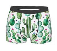 Oudrspo Boxer da Uomo Summer Watercolor Cactus Tropical Slip Intimo Elasticizzato Traspirante