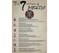 Oudrspo Bushido Targa in metallo Le 7 Virtù di Bushido Poster Bushido Knowledge Targa in alluminio vintage per casa Bar Club Camera da letto Decorazione artistica da parete Targa 8x12 pollici