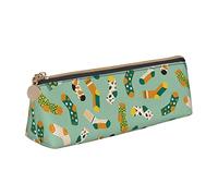 Oudrspo Calzini colorati Modello Astuccio per matite Astuccio per penne a triangolo Astuccio per matite portatile Organizer in pelle con cerniera Borsa cosmetica