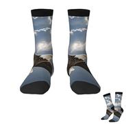 Oudrspo Calzini da donna e da uomo, caldi e traspiranti, calzini da stivale con l'aquila che vola nel cielo, calzini da polpaccio, calzini da trekking