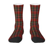 Oudrspo Calzini da uomo e da donna in tartan Royal Stewart tartan scozzesi rossi, calzini da uomo sportivi scozzesi novità moda casual calzino tubino