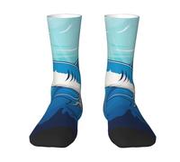 Oudrspo Calzini divertenti con squalo oceanico, gru orientale e ciliegia per uomo e donna, calzini sportivi casual traspiranti e alla moda per adulti.