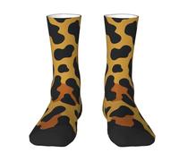 Oudrspo Calzini divertenti con stampa leopardata arancione, gru orientale e ciliegie per uomo e donna, calzini sportivi casual traspiranti e alla moda per adulti.