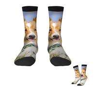 Oudrspo Calzini per donna e uomo, caldi e traspiranti, calzini da stivale con simpatico cane Shetland, calzini al polpaccio per escursionismo