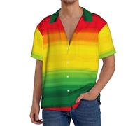 Oudrspo Camicia da Uomo in Stile Hawaiano, con Colletto Cubano e Maniche Corte, Ideale per Una Vacanza su un'isola.