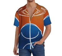 Oudrspo Camicia da Uomo in Stile Hawaiano, con Colletto Cubano e Maniche Corte, Ideale per Una Vacanza su un'isola.