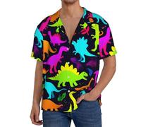 Oudrspo Camicia da Uomo in Stile Hawaiano, con Colletto Cubano e Maniche Corte, Ideale per Una Vacanza su un'isola.
