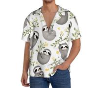 Oudrspo Camicia da Uomo in Stile Hawaiano, con Colletto Cubano e Maniche Corte, Ideale per Una Vacanza su un'isola.