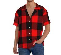 Oudrspo Camicia da Uomo in Stile Hawaiano, con Colletto Cubano e Maniche Corte, Ideale per Una Vacanza su un'isola.