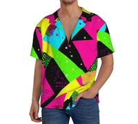 Oudrspo Camicia da Uomo in Stile Hawaiano, con Colletto Cubano e Maniche Corte, Ideale per Una Vacanza su un'isola.