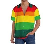 Oudrspo Camicia da Uomo in Stile Hawaiano, con Colletto Cubano e Maniche Corte, Ideale per Una Vacanza su un'isola.