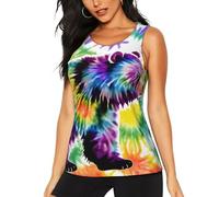 Oudrspo Canotta Sportiva con Stampa Tie-Dye e Orso Che Balla, Camicetta Casual Ampia Senza Maniche per Corsa, Tennis e Yoga