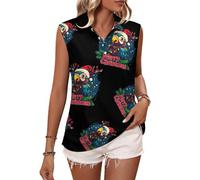 Oudrspo Canottiere da Golf da Donna con Scollo a V e Colletto, con Pappagallo, per Un Natale Felice.