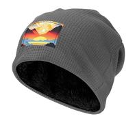 Oudrspo Cappello Pullover in Maglia a Nido d'Ape Nera, Berretto Foderato in Pile con Motivo a Alba Luminosa, Berretto Invernale Caldo e Morbido