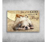 Oudrspo Cartello in metallo con scritta Shield Tzu Sleeping - Affidalo a Dio e dormi in stile retrò per la decorazione murale di casa, ideale anche per l'uso in bar e garage, 12x16 pollici.
