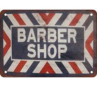 Oudrspo Cartello vintage in latta con scritta Barbiere, poster retrò in metallo, decorazione da parete, dipinto su ferro, barbiere, parrucchiere, 12x16 pollici