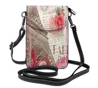 Oudrspo Cartolina vintage con la Torre Eiffel Borsa a tracolla piccola in pelle da donna con tracolla in pelle con tracolla