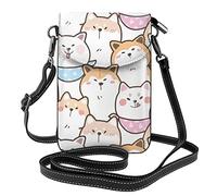 Oudrspo Cartone animato Shiba Inu Akita Cane Donna Borse a tracolla in pelle Borsa per cellulare Portafoglio con fessure per carte multiple