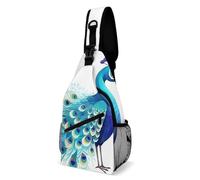 Oudrspo Cartoon Blue Peacock Blue Phoenix Sling Bag Crossbody Chest Bag with Pockets, Shoulder Backpack for Hiking, Travel