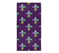 Oudrspo Chic Fleur-De-Lis nei colori del Mardi Gras Morbido Altamente assorbente Ospite Grandi asciugamani per la casa Multiuso per bagno, hotel, palestra e spa