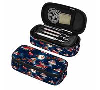 Oudrspo Christmas in Space Pencil Case Santa Deer Galaxy Moon Astuccio per penna di grande capacità per scuola Student Office Adult Girl Boy