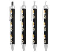 Oudrspo Chubby Spacedog con Icecream1 Penna a sfera divertente stampata, retrattile, nera, con punta fine, 0,5 mm, 1/2/4 pezzi